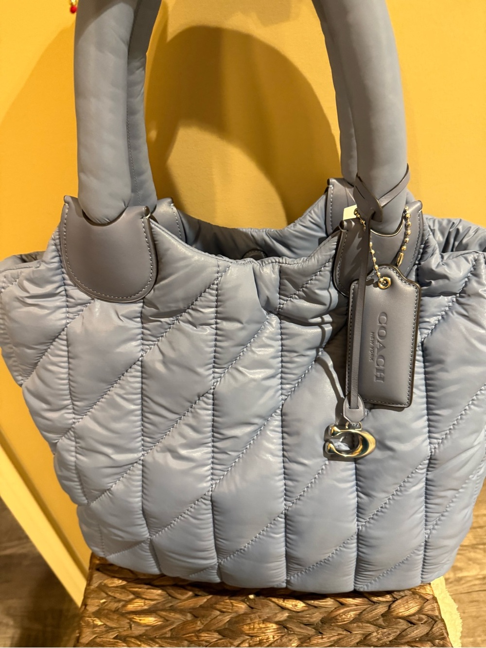 Coach Quilted Tote Bag in Light Blue-Gray